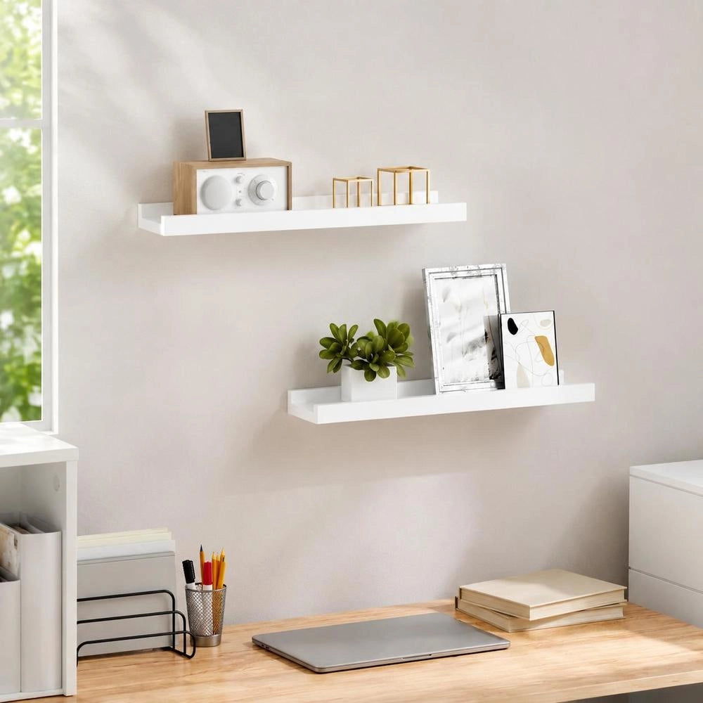 Wall Shelves, 2 Pieces, High-gloss White, 40x9x3 Cm