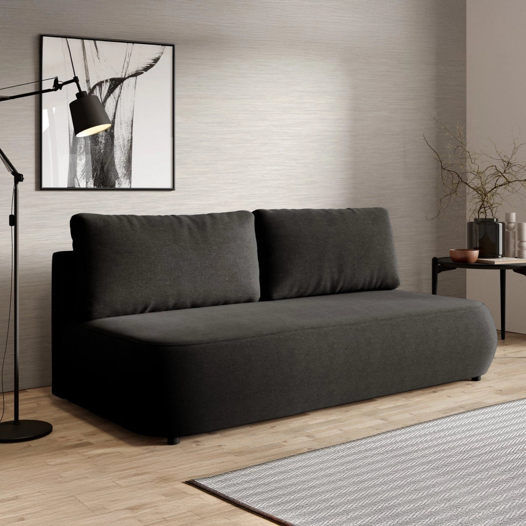 Brugnato, Divano Letto 2 Posti Contenitore, 210x106 cm Nero