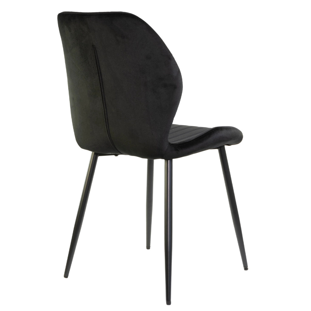 Sedia in Velluto con Struttura in Metallo Nero e Seduta Imbottita Ravello, Poltroncina di Design Moderno ed Ergo 1 Sedia