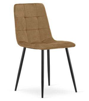 Sedia VALORA PYRA - Moderna sedia rivestita in velluto marrone con gambe nere x 3