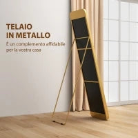 Specchio da Terra 40x160cm Rettangolare a Figura Intera con Cavalletto Autoportante, Oro