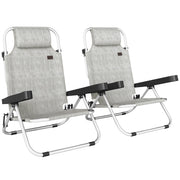 Sedia a Sdraio Pieghevole e Reclinabile ¨C zephmum ¨C Alluminio Grigio 62x61x80 cm