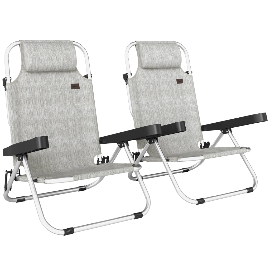 Sedia a Sdraio Pieghevole e Reclinabile ¨C zephmum ¨C Alluminio Grigio 62x61x80 cm