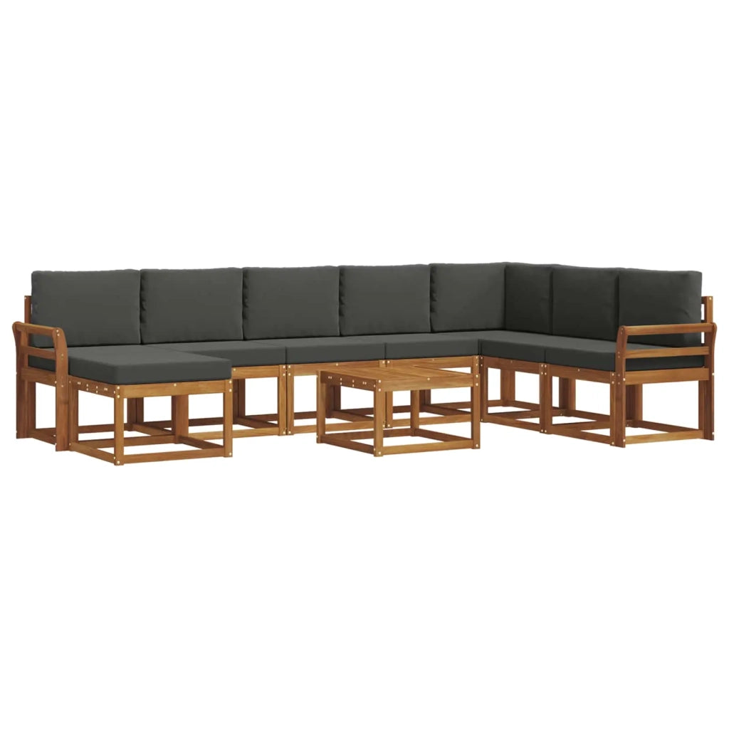 Set di divani da esterno con cuscino 9 pcs Naturale e Antracite