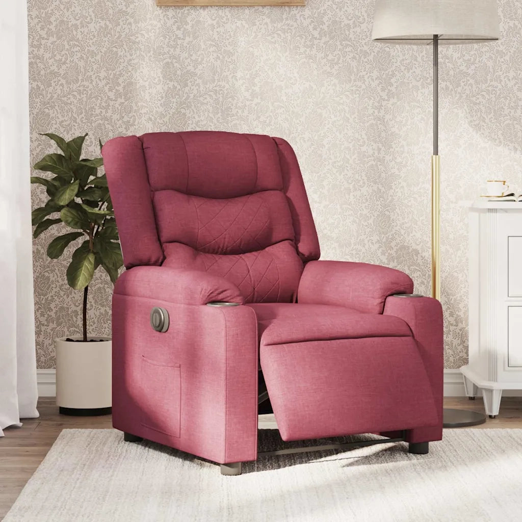vidaXL Poltrona Elettrica Reclinabile Rosso Vino in Tessuto