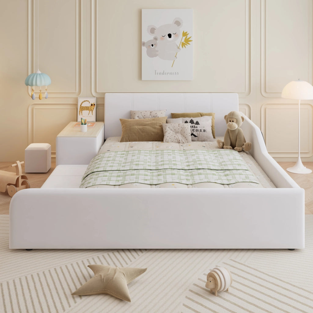 DESMIU Letto combinato letto matrimoniale con scrivania, sgabello e mensola 140 × 200 cm, senza materasso