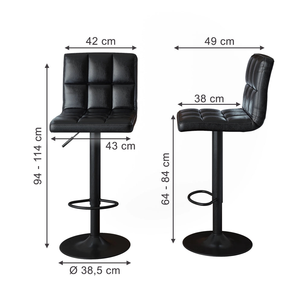 Set di 2 sgabelli da bar Sena Nero 43 x 94 cm Vicco