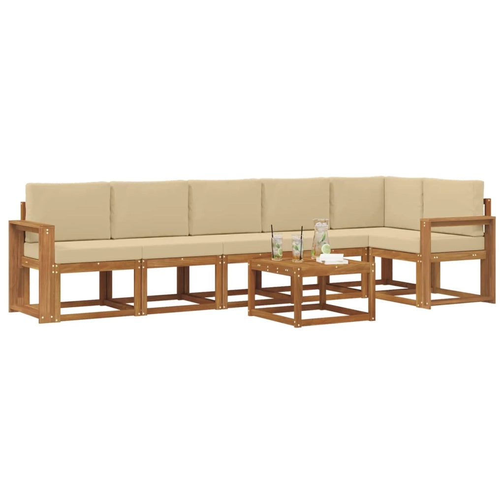 Set di divani da esterno con cuscino 7 pcs Naturale e Beige