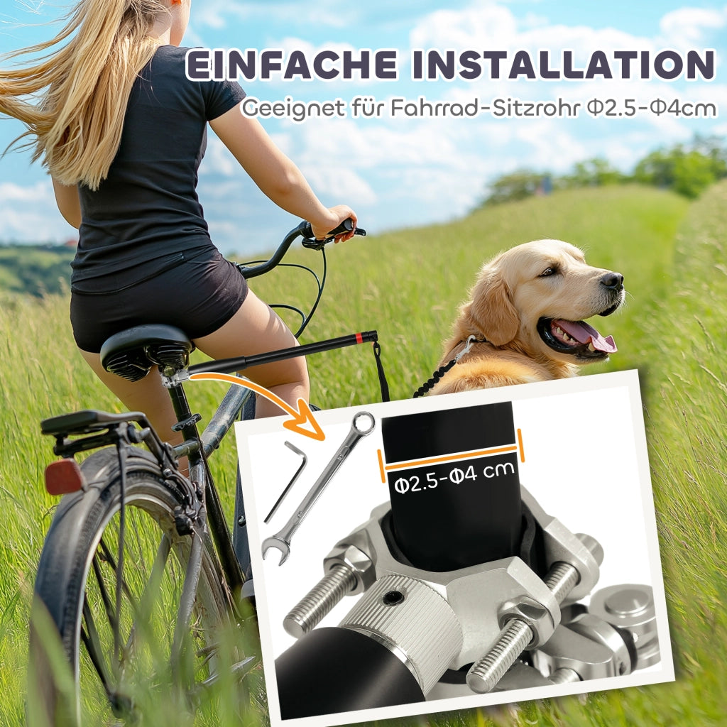 Guinzaglio per Bicicletta ¨C Xylo ¨C Corda Elastica con Tubo in Acciaio 124cm Nero