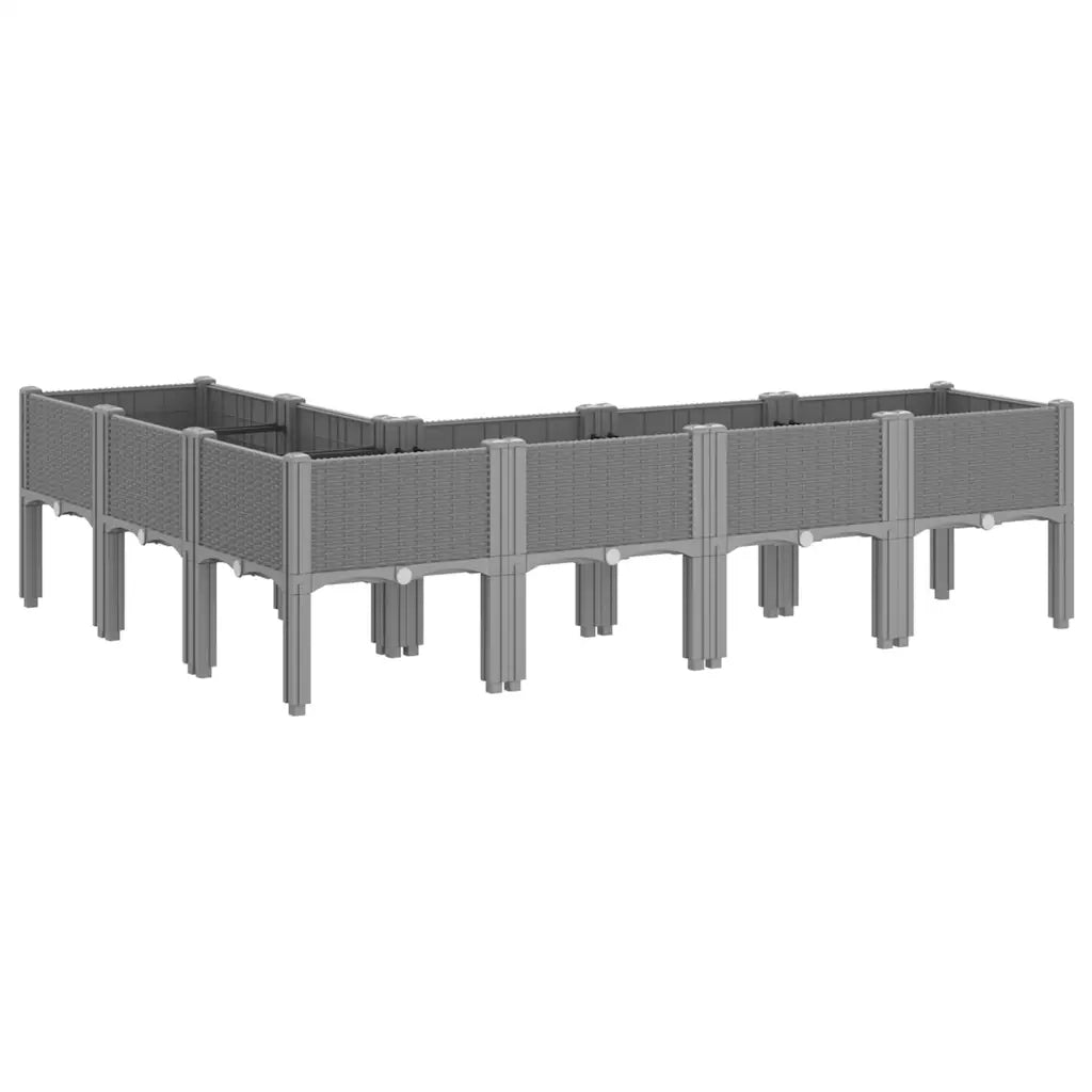 Fioriera da Giardino con Gambe Grigio Chiaro 160x120x42 cm PP 367907