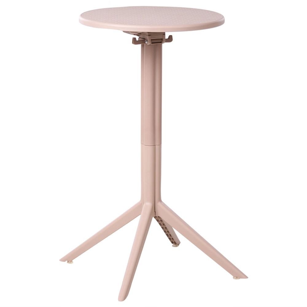 Tavolo da bistrot beige in materiale sintetico 60 x 60 cm rotondo con piano ribaltabile Resistente all'uso esterno Tavolo da balcone