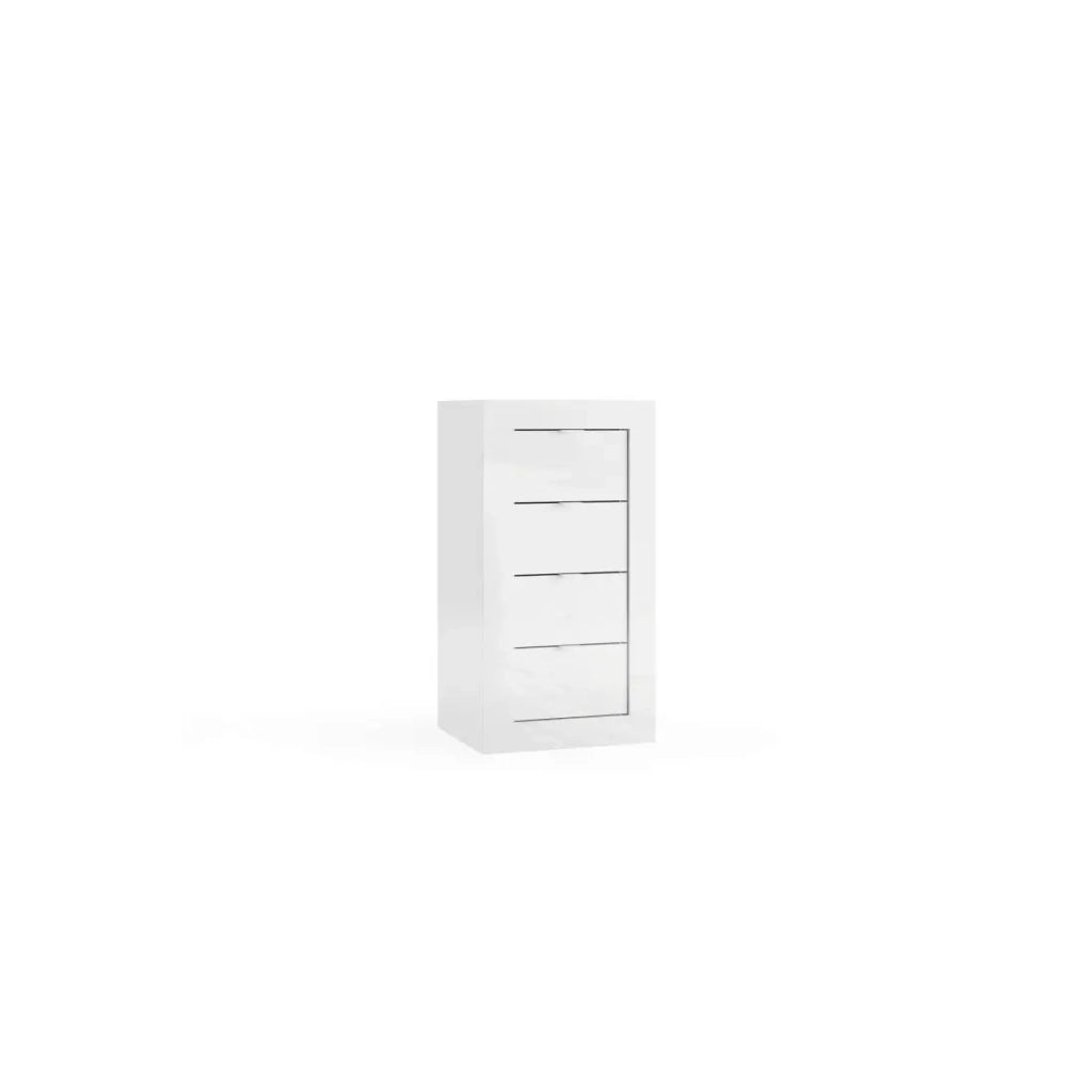 Cassettiera con 4 cassetti larga 42cm, collezione ISORA. Colore bianco lucido