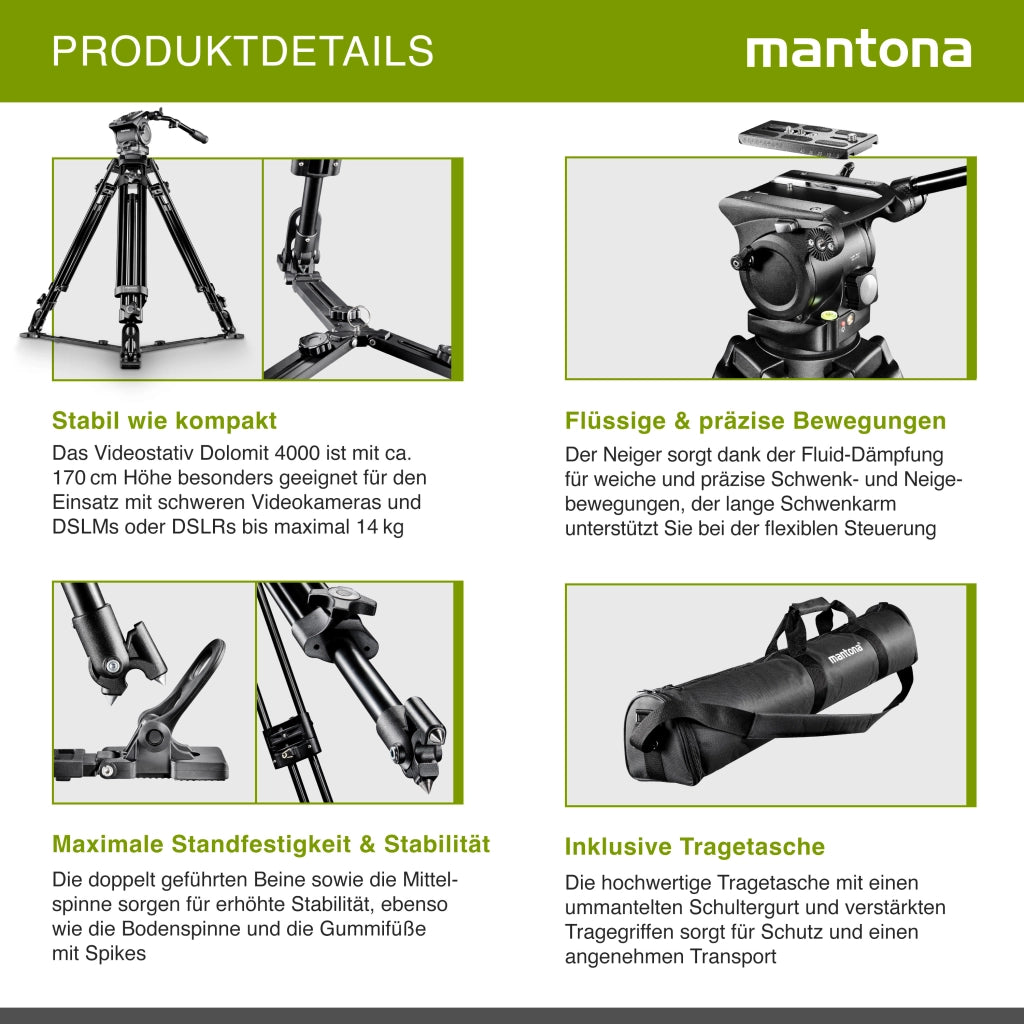 Mantona Treppiede video Dolomit 4000, 170cm