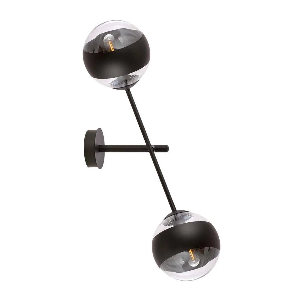 Applique Contemporaneo Yama Acciaio Nero 2 Luci E14 Ip20