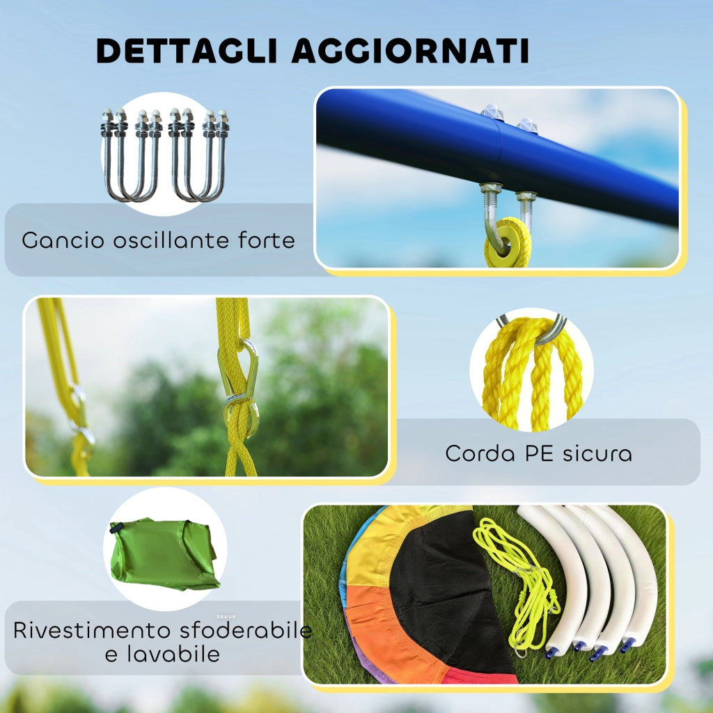 Set Altalena Giardino Bambini 4 in 1 ¨C zephmum ¨C 2 Altalene, Canestro, Porta Calcio
