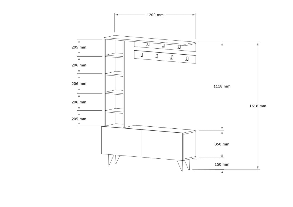Mobile da ingresso in legno "Hale" - 120 x 32 x 161 cm - Noce