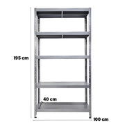 SCAFFALE IN METALLO MACISTE 100 X 40 X 195 H 5 PIANI KG 260 SENZA BULLONI