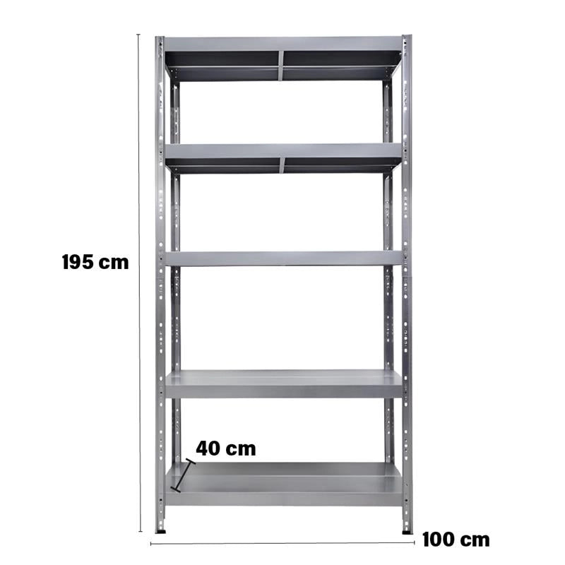 SCAFFALE IN METALLO MACISTE 100 X 40 X 195 H 5 PIANI KG 260 SENZA BULLONI