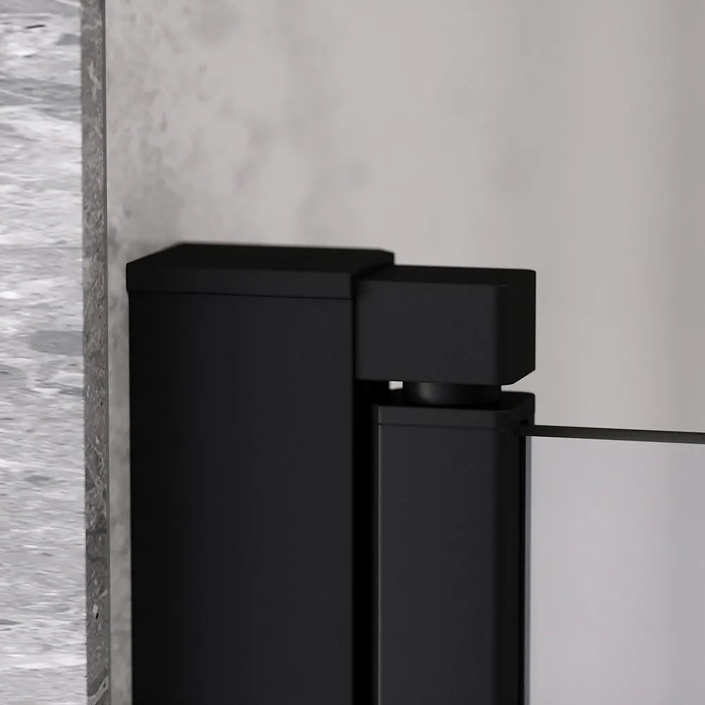 Porta doccia 136-140cm apertura a battente con profili nero opaco e vetro da 6mm trasparente h195 | Elba