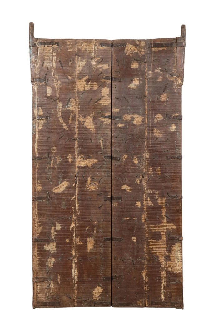 Biscottini Porta portone in legno massello e ferro da interno o da esterno vecchia e antica medievale