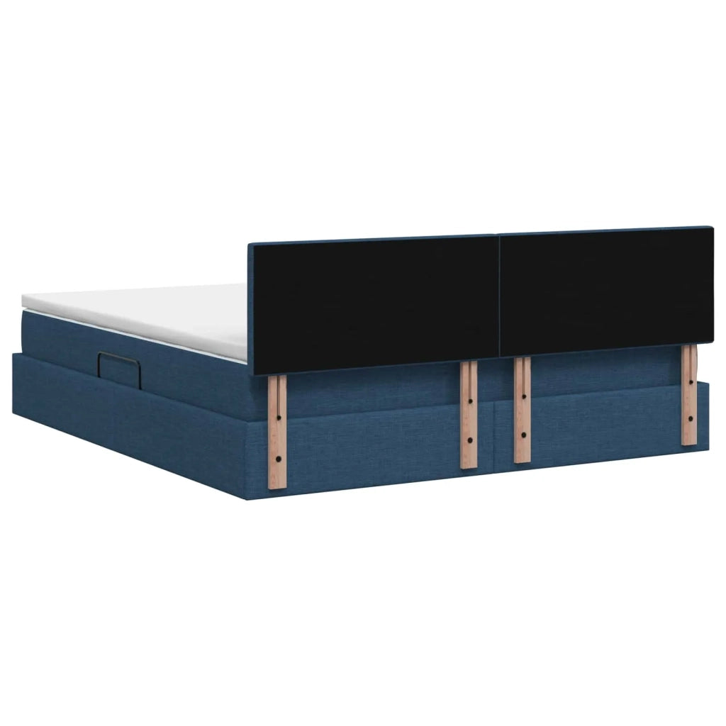 Letto con contenitore LED e materasso Blu 160 x 200 cm Tessuto 3459140