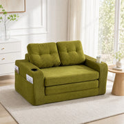 Sofa modulare a 2 posti in tessuto corduroy; con braccioli e tasche laterali; verde oliva