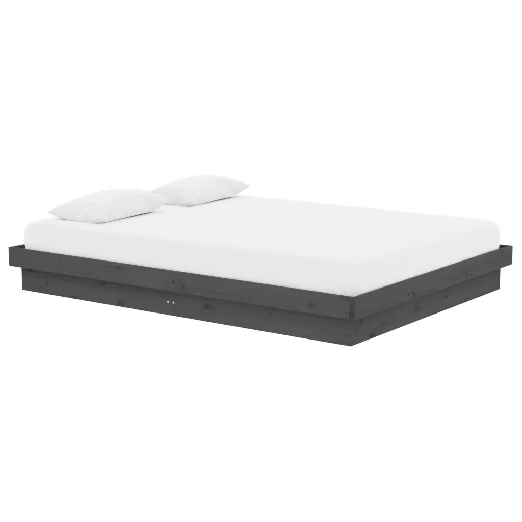 Giroletto-Struttura Letto Grigio in Legno Massello 135x190 cm Double 509877
