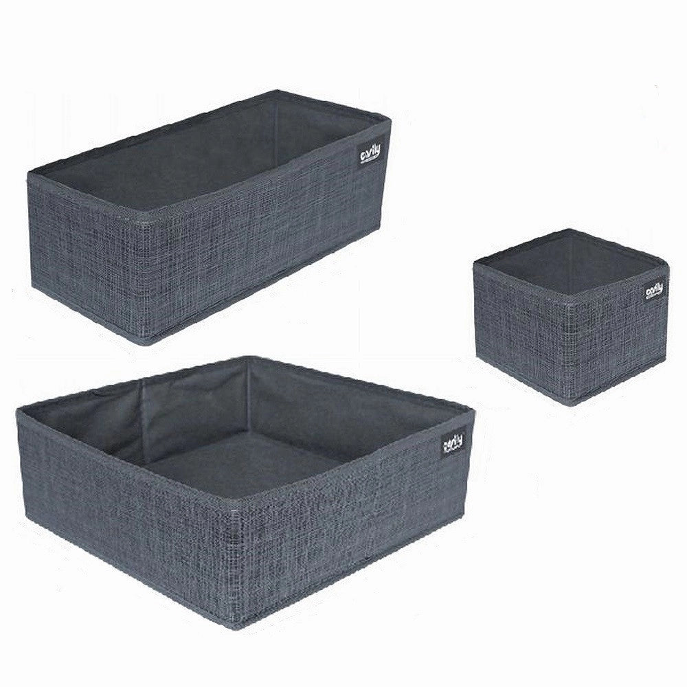 Trade Shop - Set 3 Pezzi Contenitore Scatola Organizer Salvaspazio Per Cassetti Armadi 59456 -