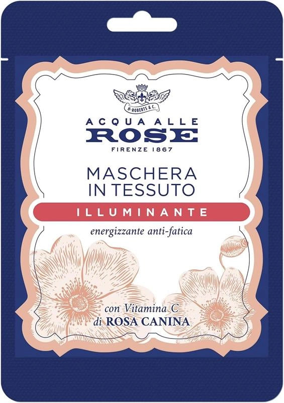 ACQUA ALLE ROSE MASCHERA IN TESSUTO ILLUMINANTE ENERGIZZANTE ANTI-FATICA CON VITAMINA C DI ROSA CANINA