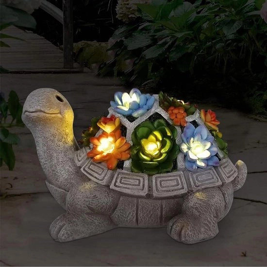 Decorazione - Figurine da giardino alimentate da energia solare - Schildpattutto - Piante grasse - Lampade LED - Regalo kawaii - Donna - Mama - Casa - Balcone - Camera