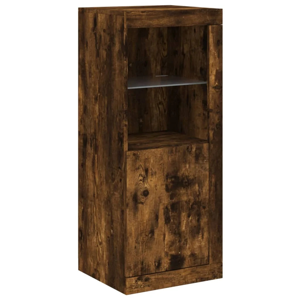 Buffet credenza cassettiera armadio mobile contenitore organizer per cucina soggiorno salotto con luci a LED 3 pezzi legno ingegnerizzato marrone 02_0037209