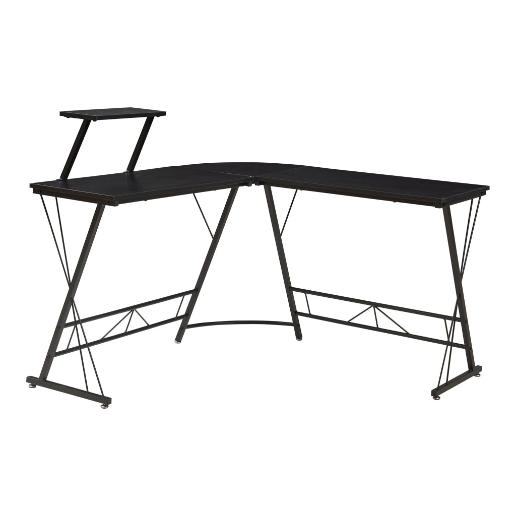 Scrivania/postazione di lavoro con piano rialzato 122 x 122 x 98 cm nero 03_0009073