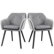 Set di 2 Sedie per Sala da Pranzo con Braccioli Imbottite 54x56x74 cm in Velluto Grigio