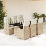 Set da BistrÃ² da Giardino 7 pz con Cuscini Beige in Polyrattan