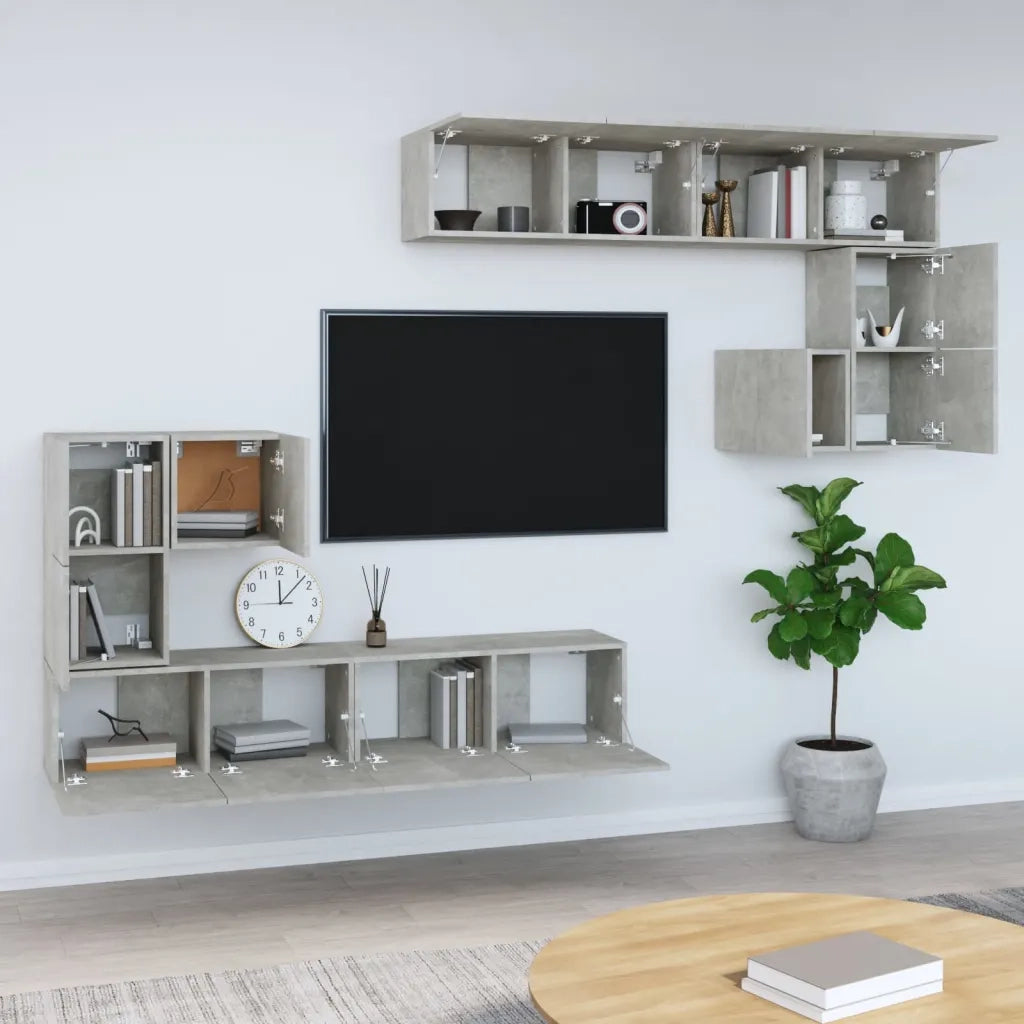 Mobile Porta TV a Parete Grigio Cemento in Legno Multistrato 3114585