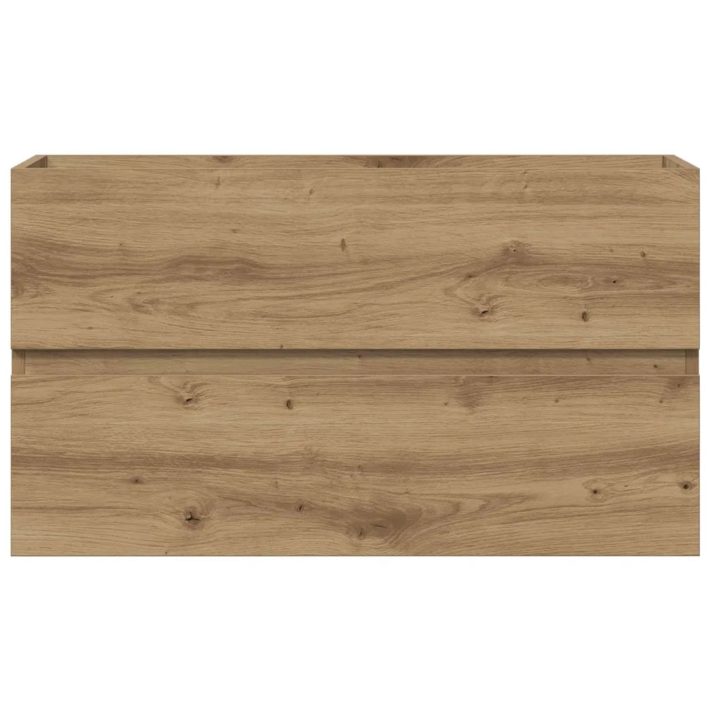 Mobiletto sottolavabo spazioso e pratico 90 x 38 x 45 cm in legno di rovere composito finitura artigianale 02_0050823