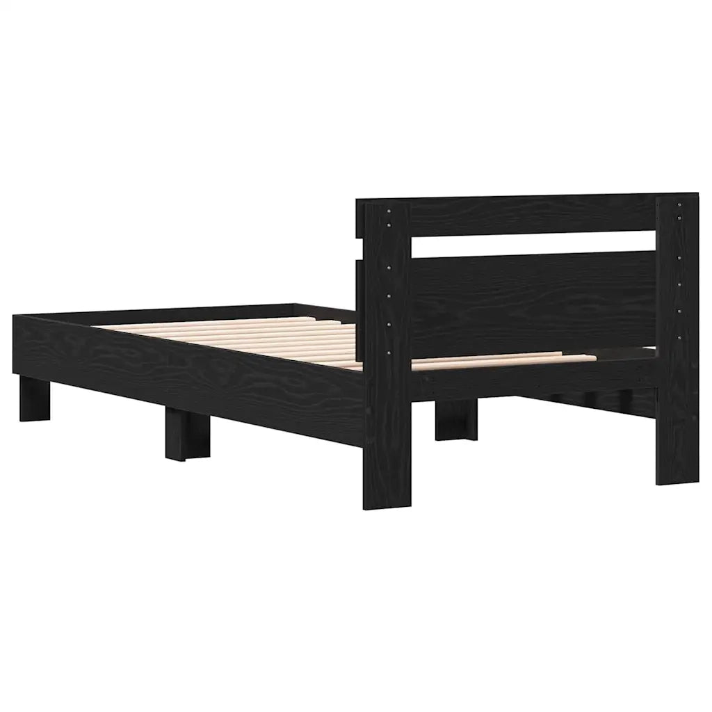 Struttura del letto con testiera Rovere Nero 203 x 95 x 70 cm 874114