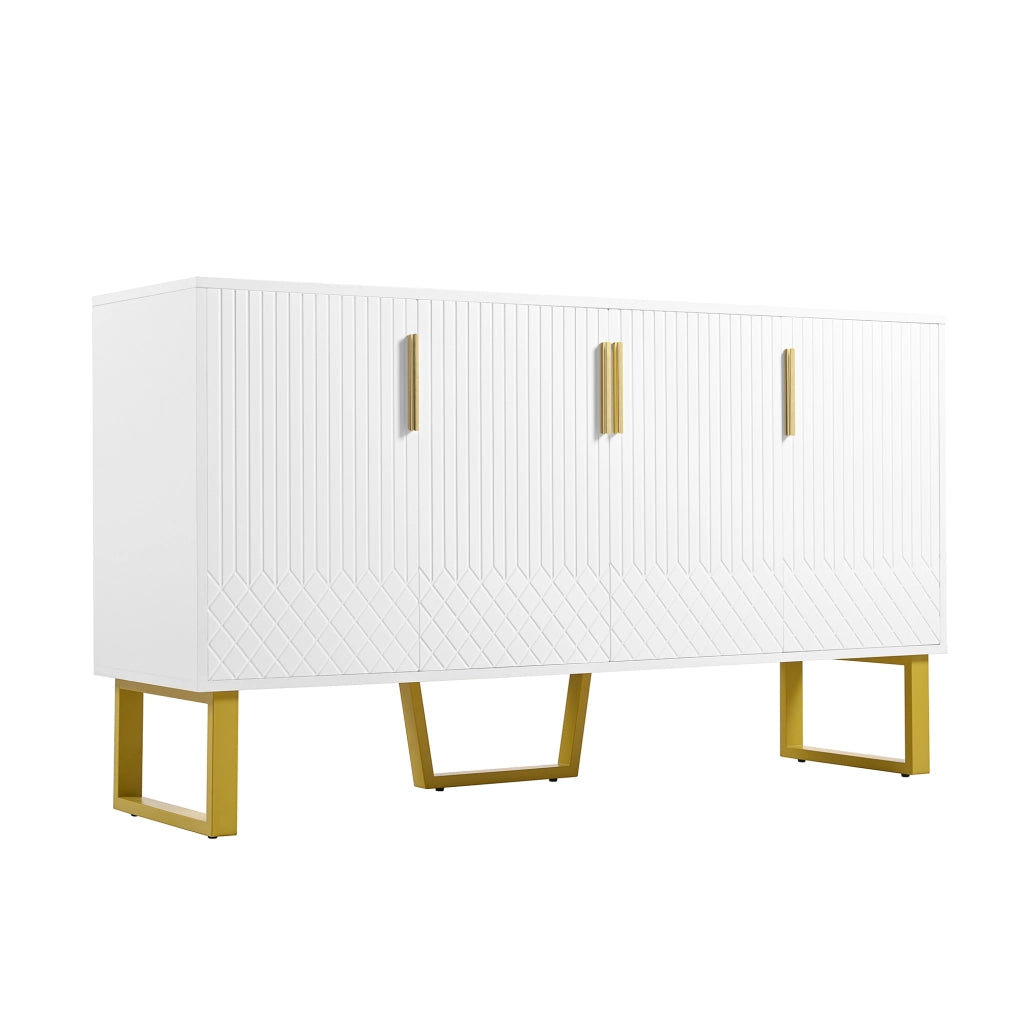 Credenza 4 Ante Lucida ¨C MINIMAL ¨C Bianco, Metallo, 140x40x80