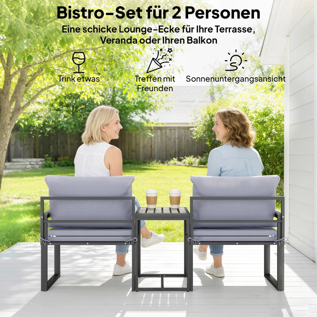 Set Mobili da Balcone 2 Sedie con Tavolo ¨C zephmum ¨C Grigio