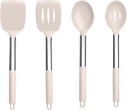 Set di spazzole per la cottura 4 pezzi - Assistente cucina in silicone con maniglia in acciaio inossidabile - Resistente alla lavastoviglie