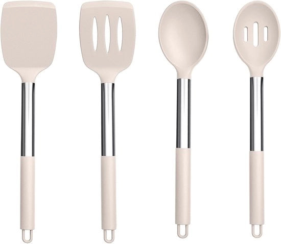 Set di spazzole per la cottura 4 pezzi - Assistente cucina in silicone con maniglia in acciaio inossidabile - Resistente alla lavastoviglie