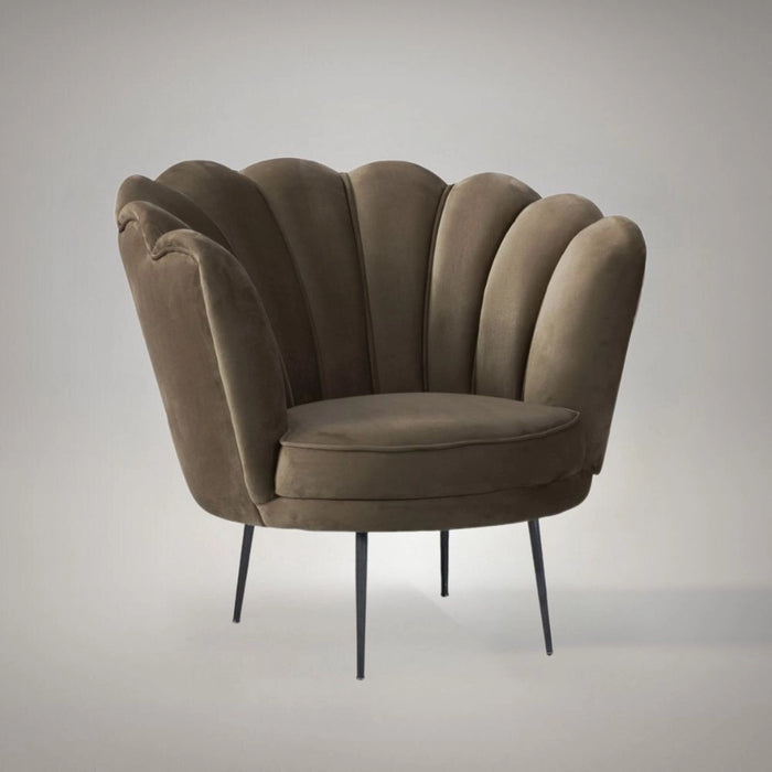 Poltrona a conchiglia Orel velluto caffè