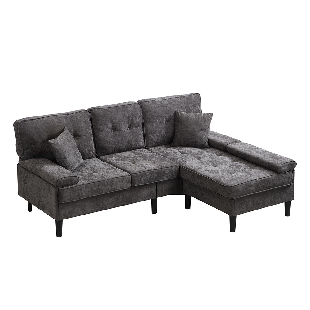 Divano angolare in velluto modulare - Xylo - Larghezza 195 cm, con chaise longue e funzione letto