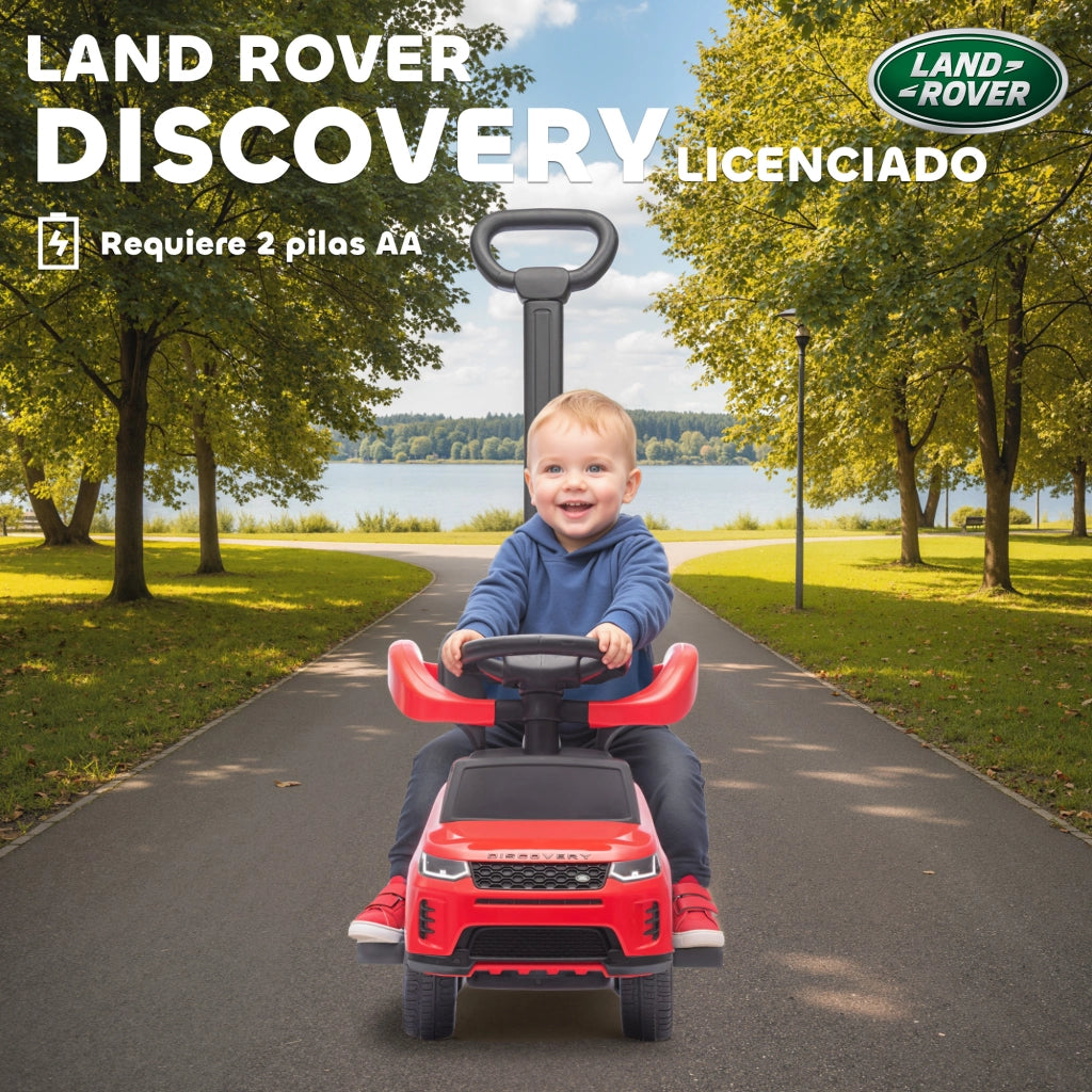 Correpasillos 2 in 1 Land Rover Discovery ¨C Xylo ¨C con contenitore, maniglia e barriera rimovibili, rosso