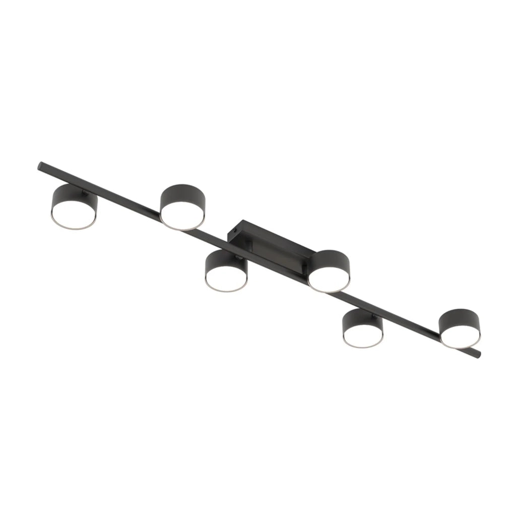 Plafoniera Moderna Apollo Acciaio Nero 6 Luci Gx53 Ip20