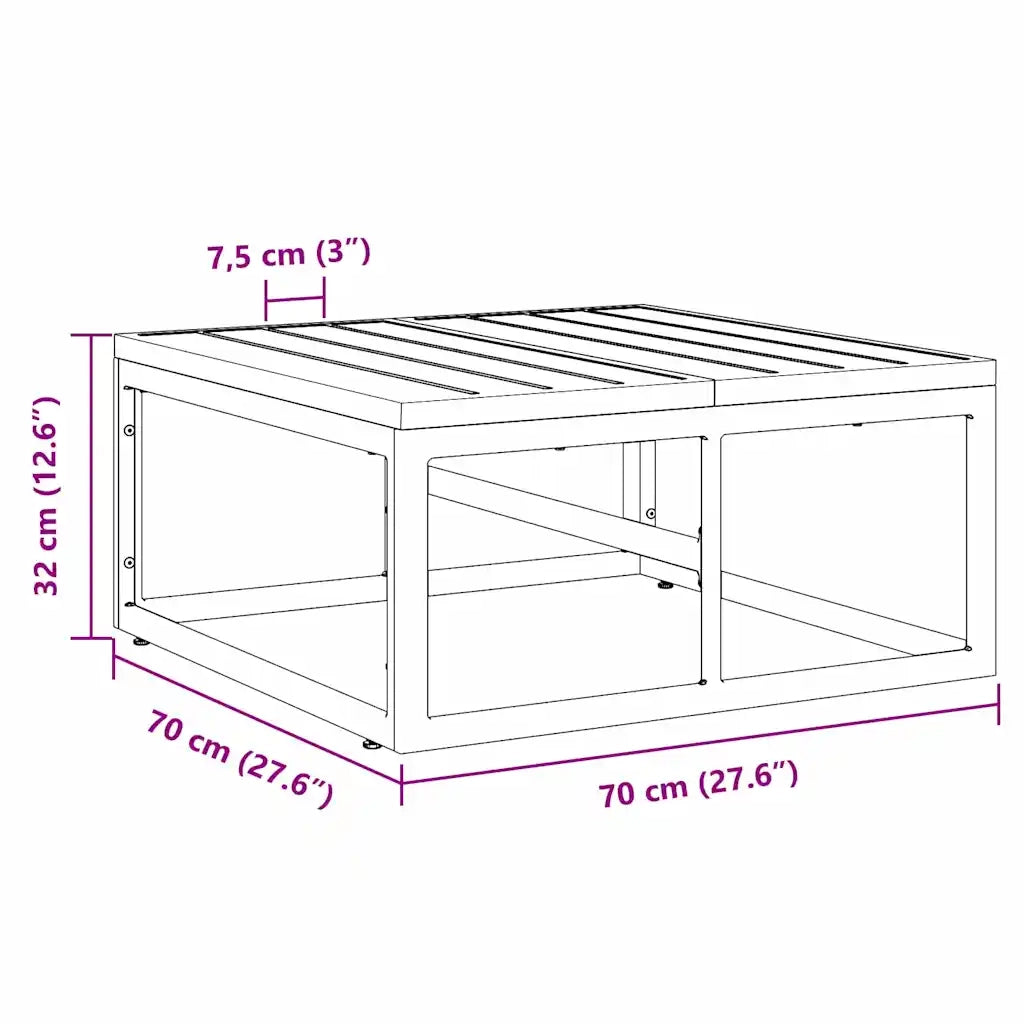 Divano da Giardino-Mobili da Esterno Nero 70 x 70 x 32 cm Metallo