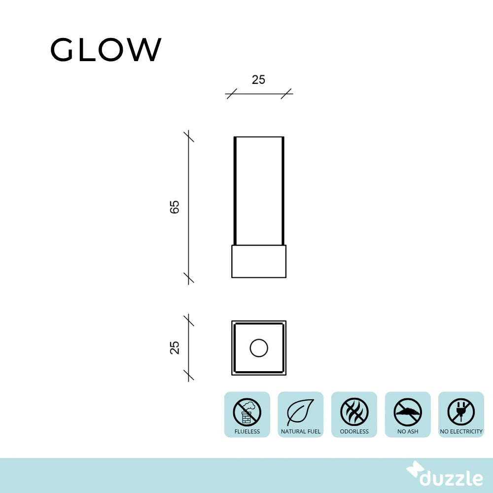 Glow, Caminetto al bioetanolo Grigio groffato (25cm X 25cm H. 65cm) | Duzzle