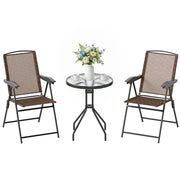 Tavolino con 2 Sedie Set Mobili 3pz Pieghevole Regolabile Esterno Textilene Marrone