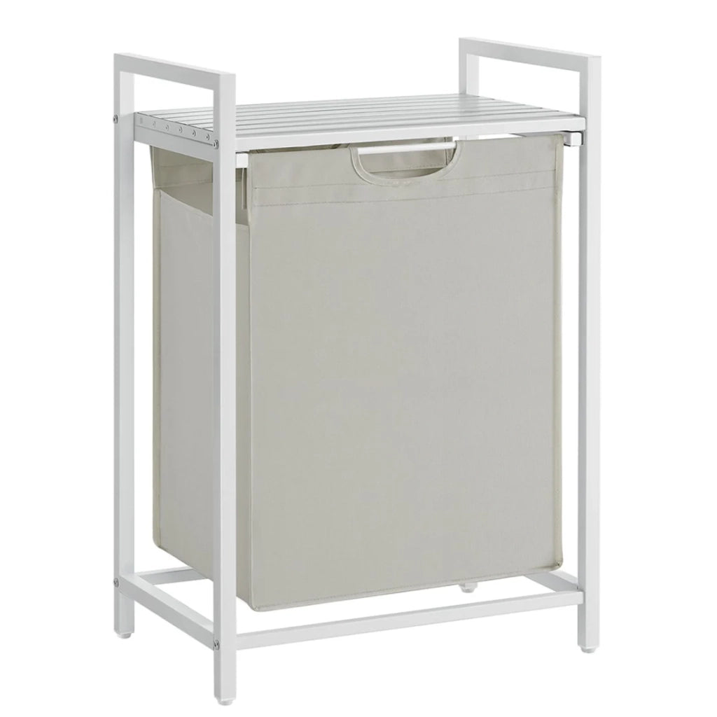 Cesto portabiancheria con 3 scomparti e 1 ripiano rimovibile per sacchetti capacità 38 litri per sacchetto per bagno o lavanderia bianco 12_0006766
