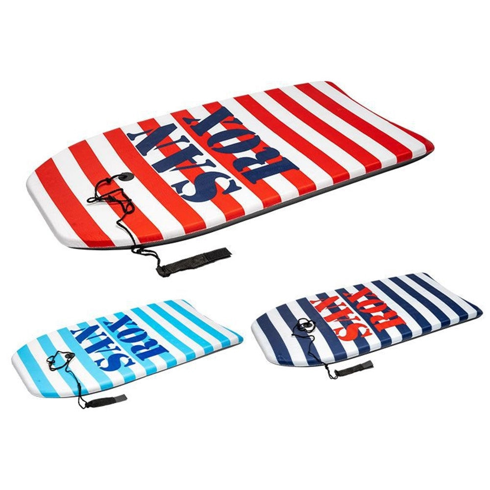 Trade Shop - Tavoletta Mare Eps 94cm Surf Bodyboard Stripe Righe Con Scritta Con Corda Caviglia 3501034 -